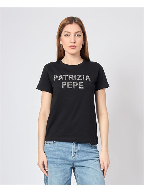 T-shirt donna Patrizia Pepe con logo a paillettes PATRIZIA PEPE | 2M4426-J277K103